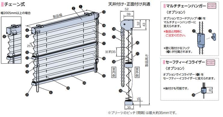 ペアタイプ・チェーン式 ペルレ タチカワ｜プリーツスクリーンの激安