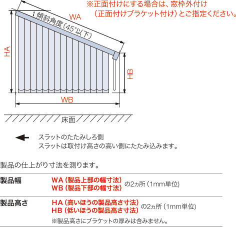 採寸方法・窓枠外に取付ける場合